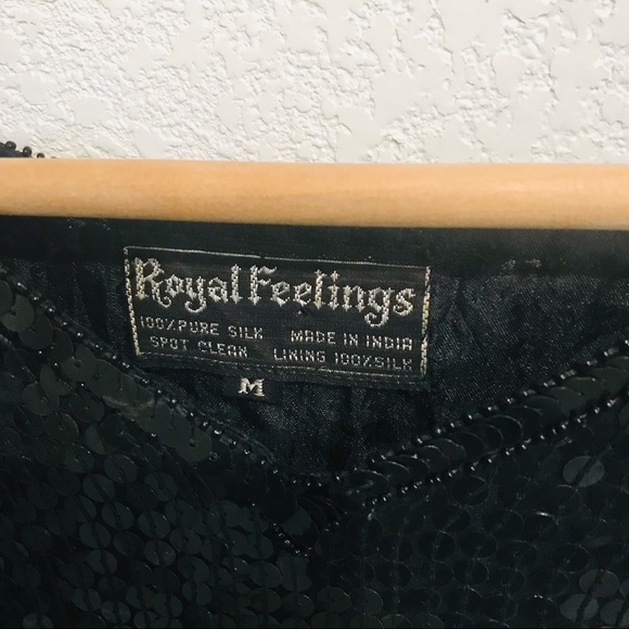 Vintage Royal Feelings 100% Silk sequined Top Sz M - Picture 3 of 8